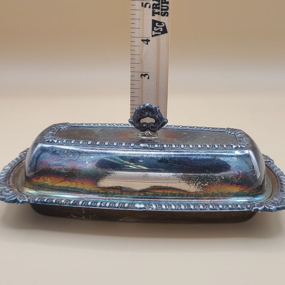 Vintage Crosby Silverplate Butter Dish With Lid And Glass Insert